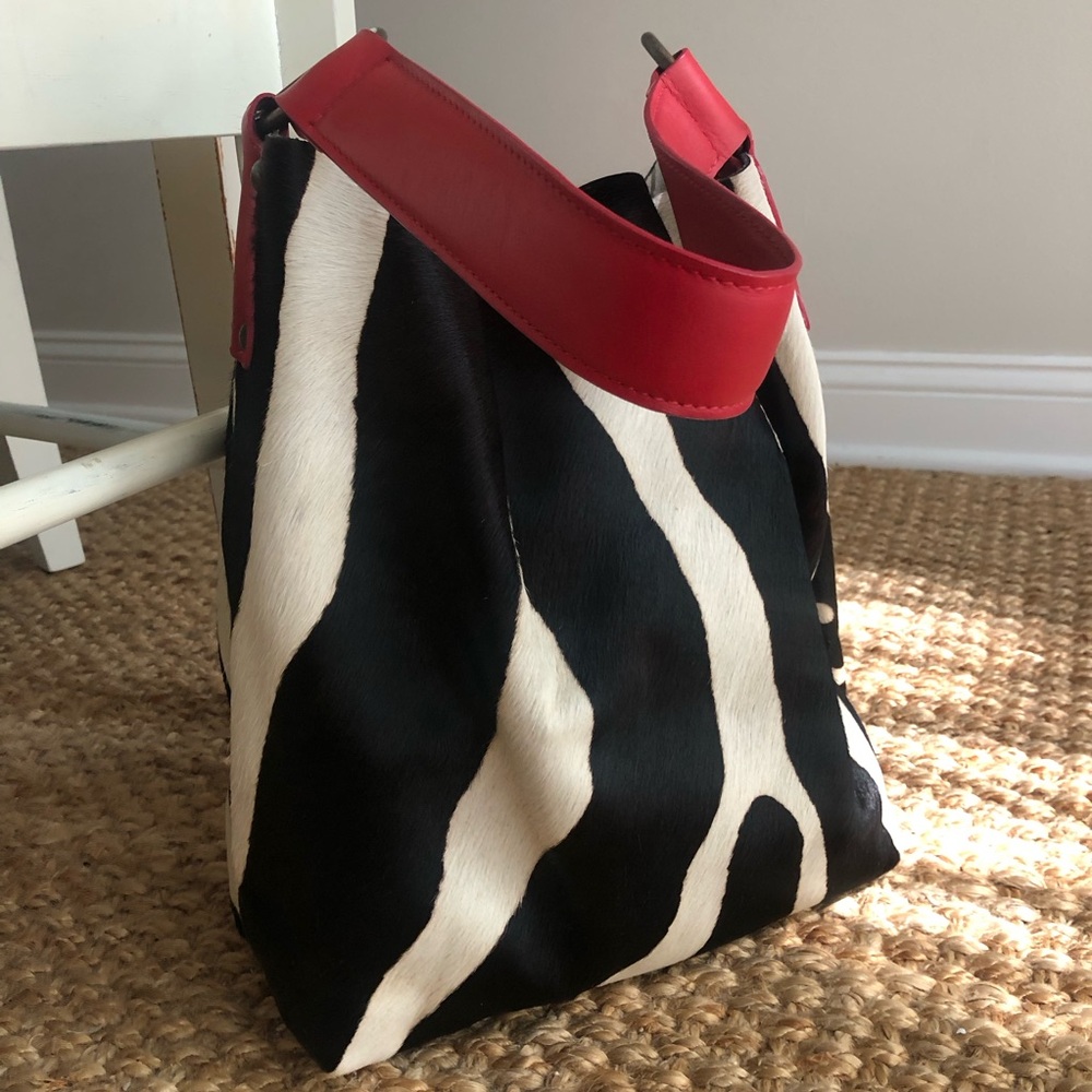 New: Maurizio Taiuti Dyed Calf Hair Leather Hobo or Bucket Bag. Made in Italy